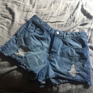 distressed, high waist, denim shorts!